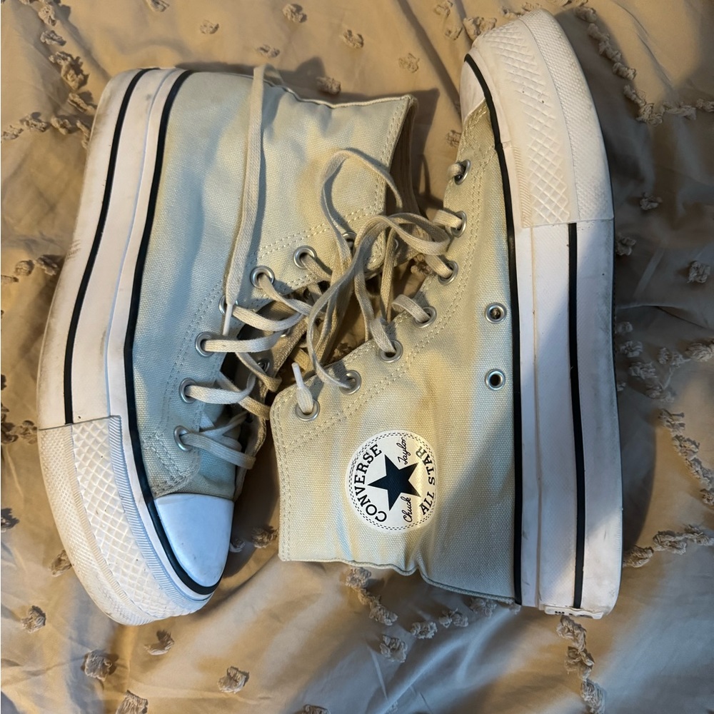 Light green high top platform Converse